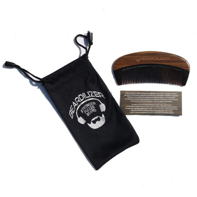 Beardilizer Beard Comb - 100% Natural Black Ox Buffalo Horn & Sandalwood Handle - LeoForward Australia