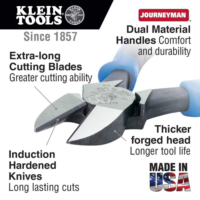  [AUSTRALIA] - Klein Tools J2000-59 Journeyman Heavy-Duty Diagonal-Cut Pliers, High-Leverage Design, Larger Head and Extra Long Blades, 9-Inch