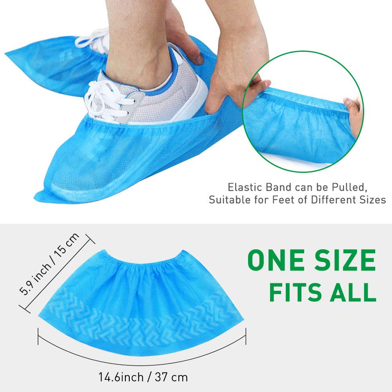  [AUSTRALIA] - squish Shoe Covers Disposable Non Slip, 100 Pack (50 Pairs) Non Woven Fabric Boot Covers for Indoors Breathable Slip Resistant Durable Boot&Shoes Cover, One Size Fits All Blue 14 Wide Women/14 Wide Men