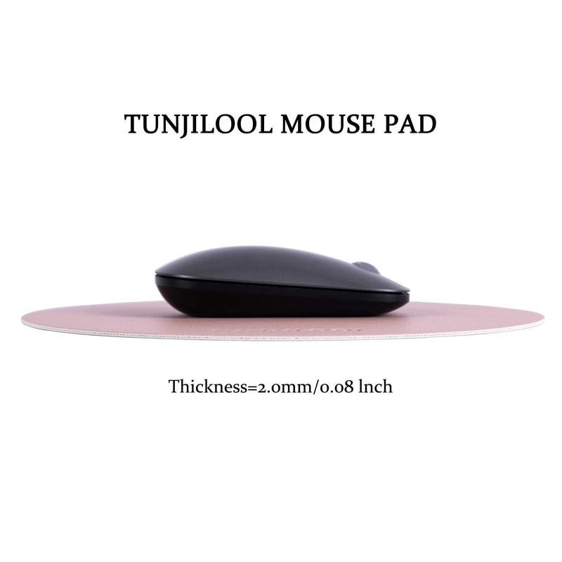 TUNJILOOL Mouse Pad, Round Double-Sided Small PU Leather Mousepad, Non-Slip Waterproof Thin Mouse Pads for Computers Laptop Travel Office Home Pink/Sliver - LeoForward Australia