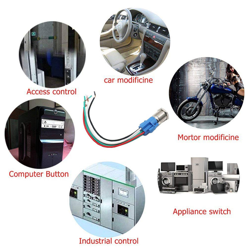 Sydien 110V-220V 3A Latching/Self-Locking Push Button Switch with Wire Connector Socket Plug for 16mm /0.63" Mounting Hole - LeoForward Australia