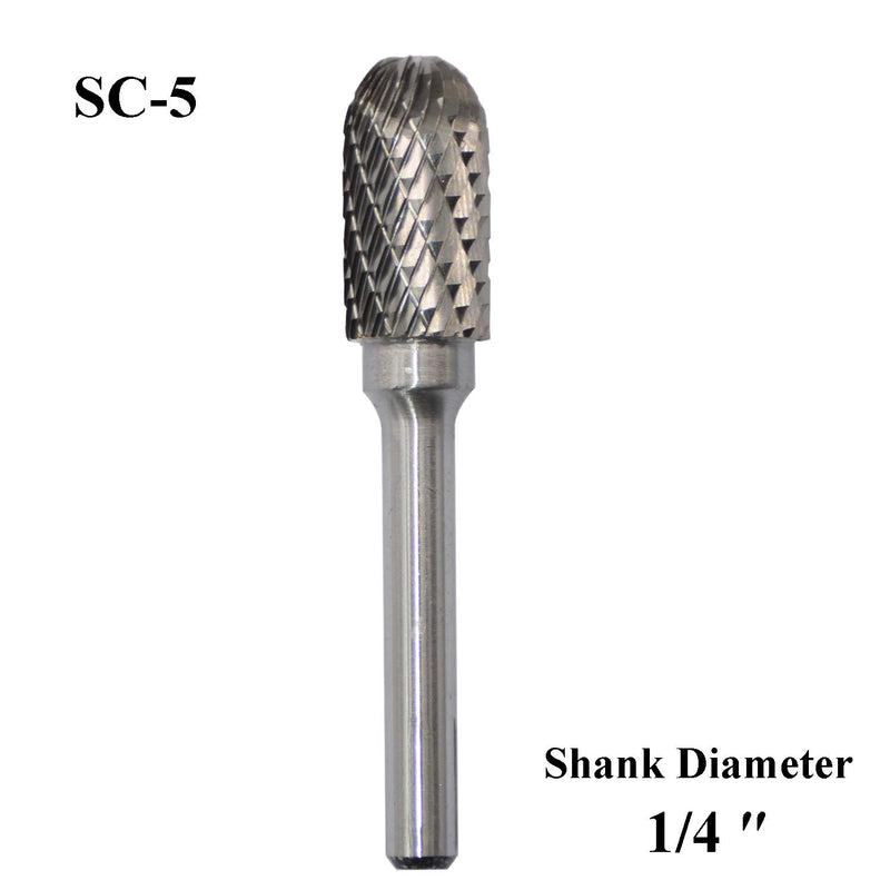 SC-5 Tungsten Carbide Burr Rotary File Cylindrical Shape with Radius End Double Cut with 1/4''Shank for Die Grinder Drill Bit - LeoForward Australia