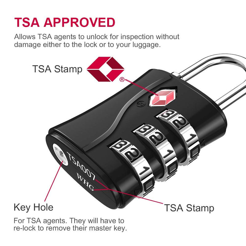  [AUSTRALIA] - ZHEGE Luggage Lock, TSA Lock for Travel, Suitcase, Backpack, Laptop Bag and Handbag-Easy to Set with Alloy Body 3 Digit Padlock Black1