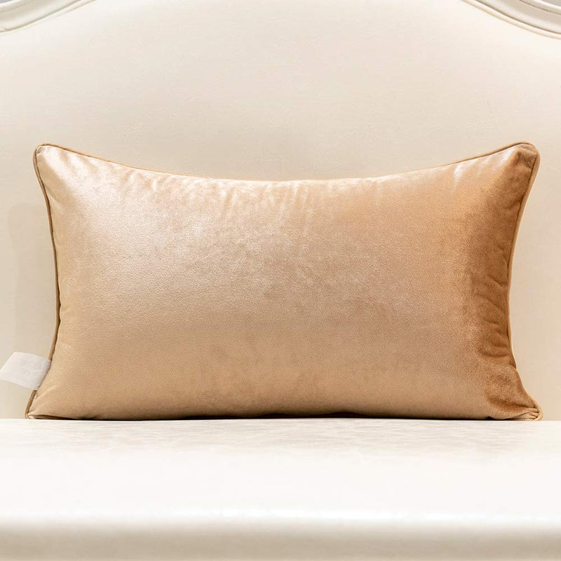  [AUSTRALIA] - Avigers 12 x 20 Inch European Cushion Cover Luxury Velvet Home Decorative Embroidery Petunias Pillow Case Pillowcase for Sofa Chair Bedroom Living Room, Beige 12" x 20"