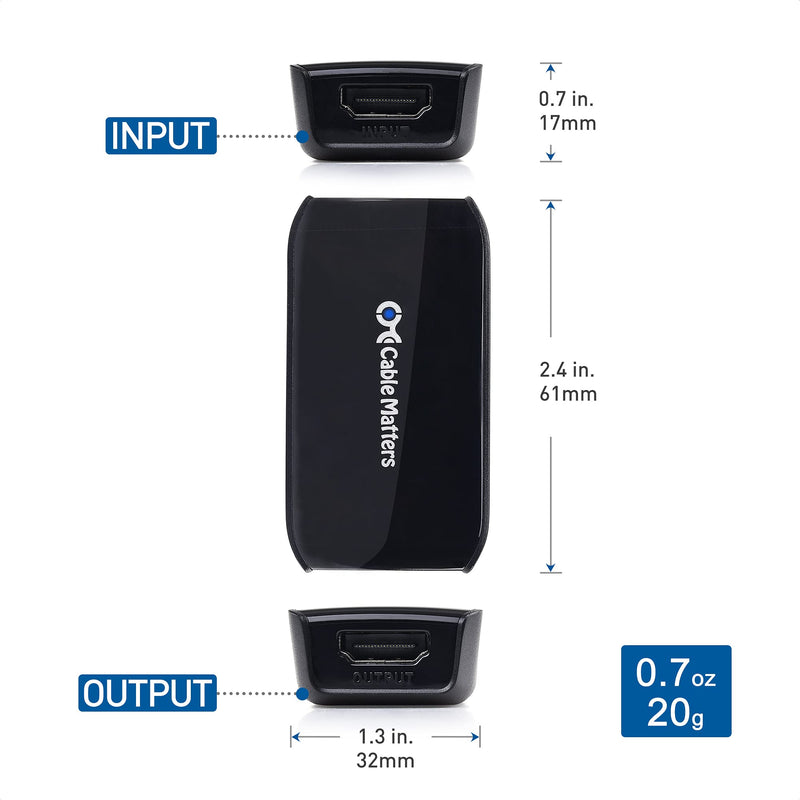  [AUSTRALIA] - Cable Matters Active 8K HDMI 2.1 Coupler (Female to Female HDMI Signal Booster/HDMI Repeater Gender Changer) with HDR for PS5, Xbox Series X/S, RTX3080 / 3090, RX 6800/6900, Apple TV, and More