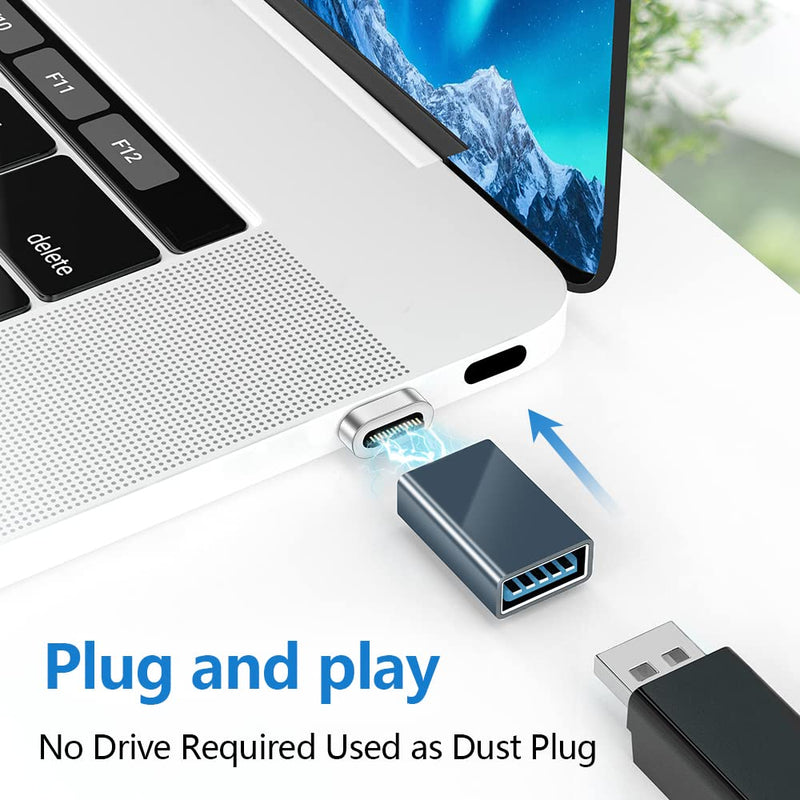  [AUSTRALIA] - USB C to USB Magnetic Adapter 24Pin USB C Male to USB A Female Converter 2 Pack Computer Cable Adapter Compatible with MacBook Pro Laptop Tablet Smartphone with USB Type C Port magnetic usb a to usb c adapter