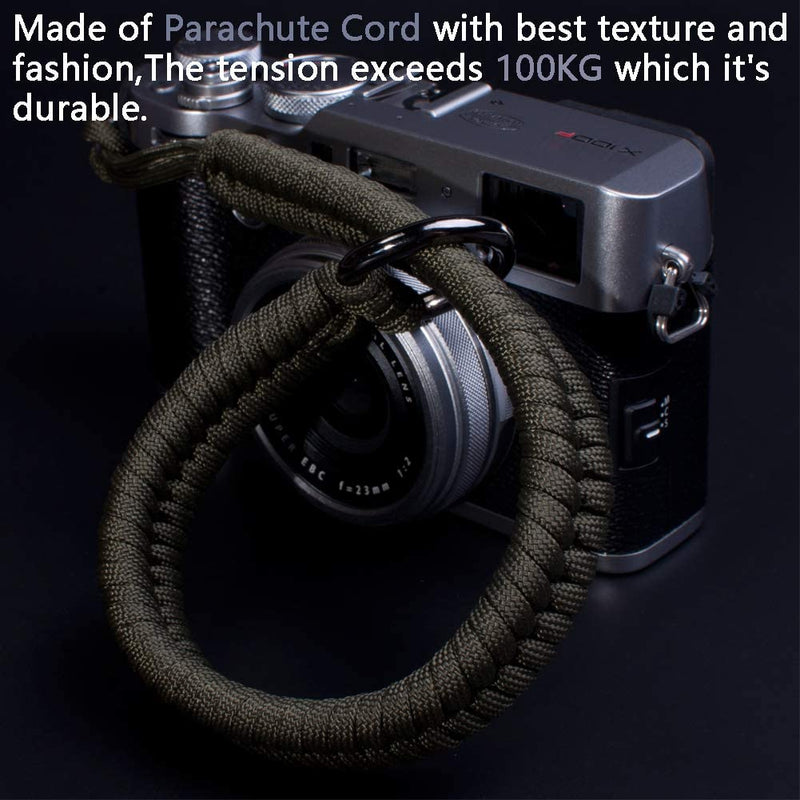  [AUSTRALIA] - VKO Paracord Camera Wrist Strap, Camera Hand Strap Compatible with Nikon Canon Sony DSLR SLR Mirrorless Cameras Green