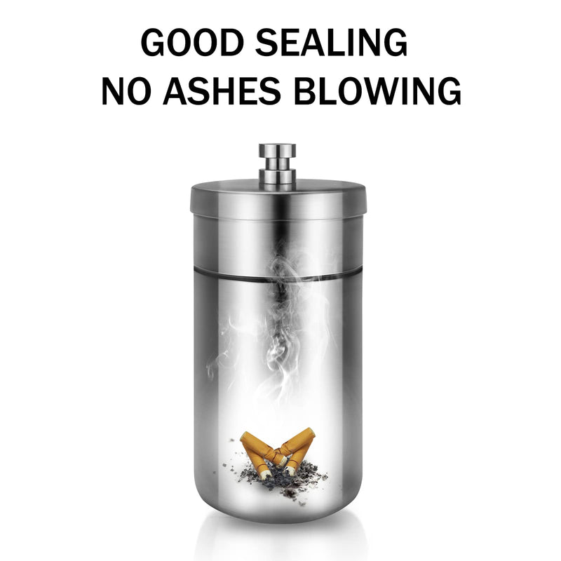  [AUSTRALIA] - Car Ashtray with Lid Smell Proof Stainless Steel Portable Ash Tray for Car Cup Holder Detachable Windproof Extinguished Cigarette Bucket Automotive Ashtrays for Outdoor Home Office