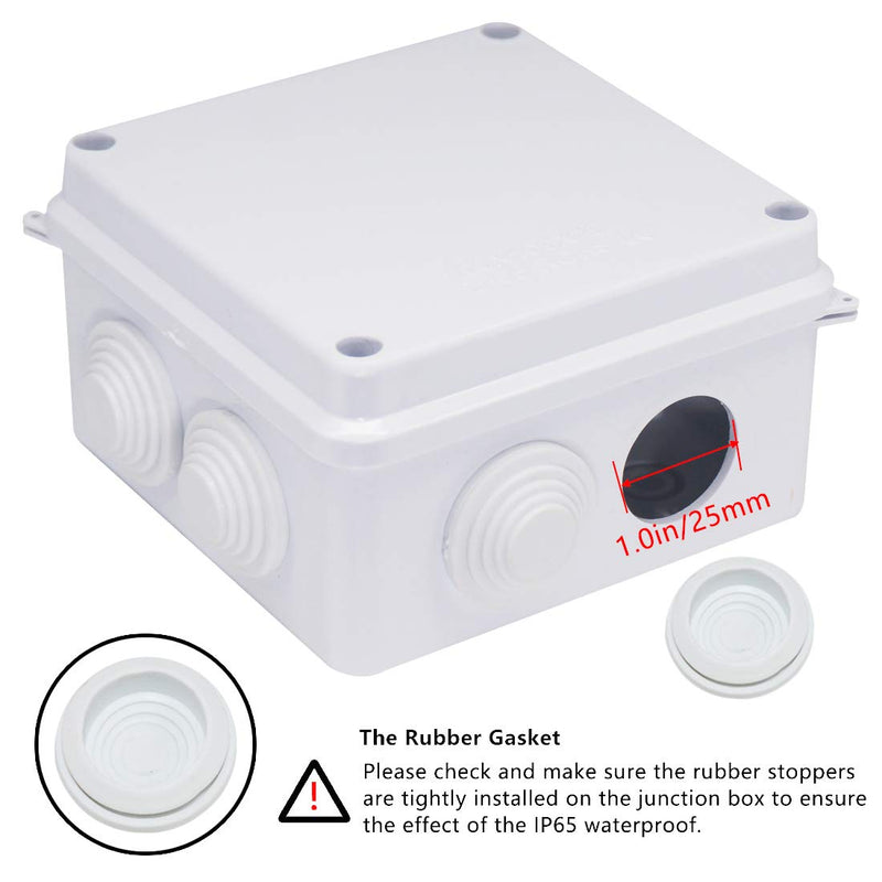  [AUSTRALIA] - Junction Box, Zulkit ABS Plastic Dustproof Waterproof IP65 Universal Electrical Boxes Project Enclosure White 3.9 x 3.9 x 2.8 inch(100 x 100 x 70mm) 3.9" x 3.9" x 2.8" With Holes