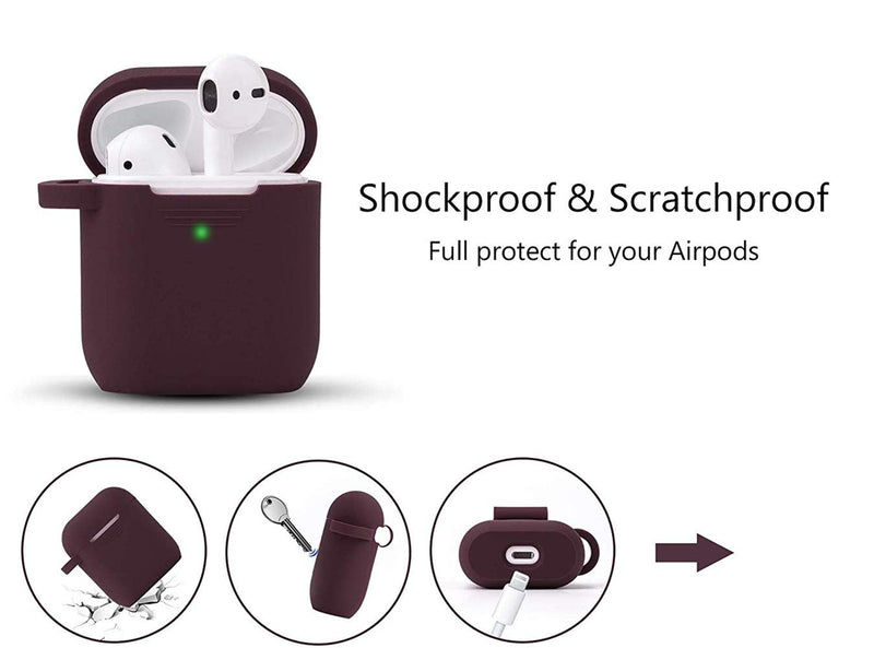  [AUSTRALIA] - Filoto Case for Airpods, Airpod Case Cover for Apple Airpods 2&1 Charging Case, Cute Air Pods Silicone Protective Accessories Cases/Keychain/Pompom/Strap, Best Gift for Girls and Women, Burgundy