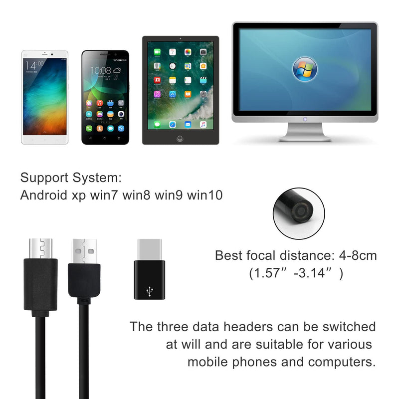  [AUSTRALIA] - QiCheng&LYS USB Android Endoscope 2.0 Megapixel CMOS HD 2 in 1 Waterproof Endoscope Inspection Camera Rigid Snake Cable for Smartphone Tablet Device (2m) 2m