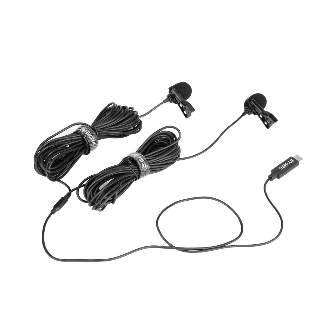  [AUSTRALIA] - BOYA USB Type-C Lavalier Microphone for Android, Dual Omnidirectional Condenser USB-C Clip on Lapel Microphone for YouTube, TikTok, Interview, Livestream, Video Recording (19.7ft) BY-M3D