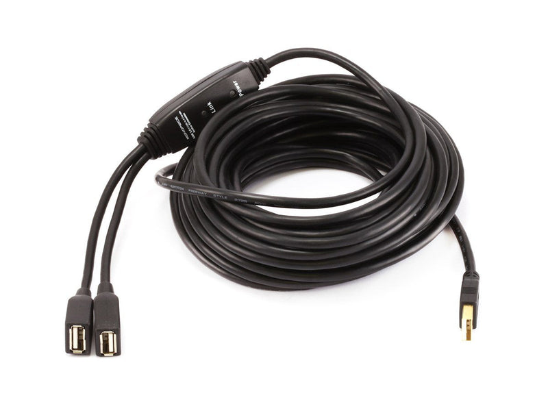  [AUSTRALIA] - Monoprice 108490 2 Port USB-A to USB-A Female 2.0 Extension Cable - Active Repeater Black 32ft 32 Feet