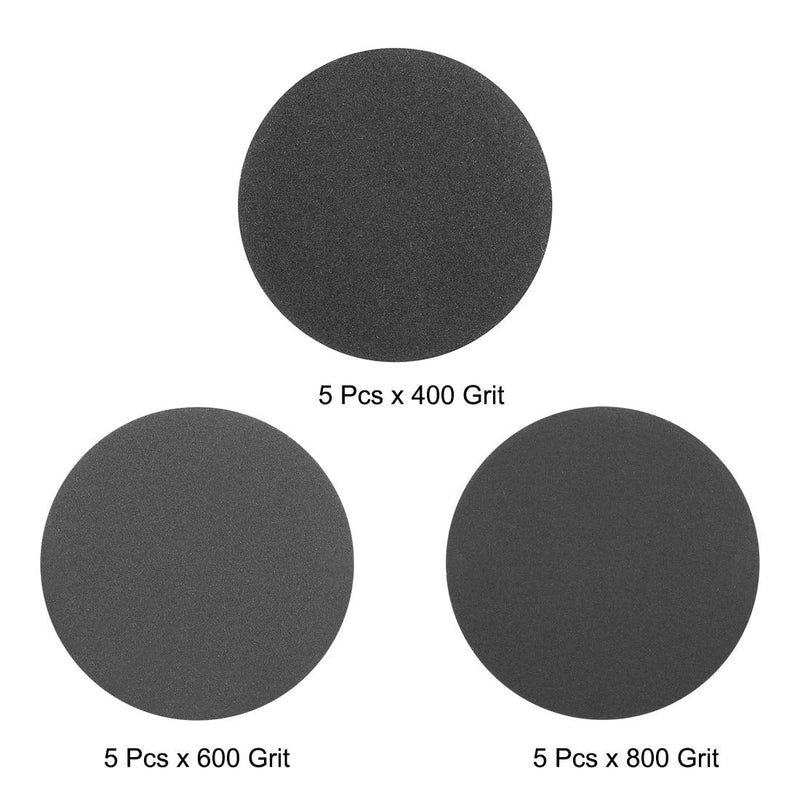  [AUSTRALIA] - uxcell 3" Hook and Loop Sanding Disc 400/600/800 Grit Assorted Silicon Carbide Sandpaper for Random Orbit Sander Wet/Dry Polishing 15Pcs