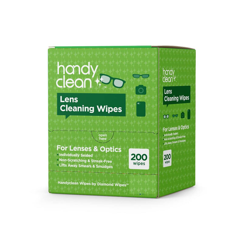  [AUSTRALIA] - HandyClean Pre-Moistened Lens Cleaning Wipes, Eyeglass Wipes, Screen Wipes, 200 ct of 6 x 5 inches Individually Packed Lens Cleaner Wipes 200 Count (Pack of 1)