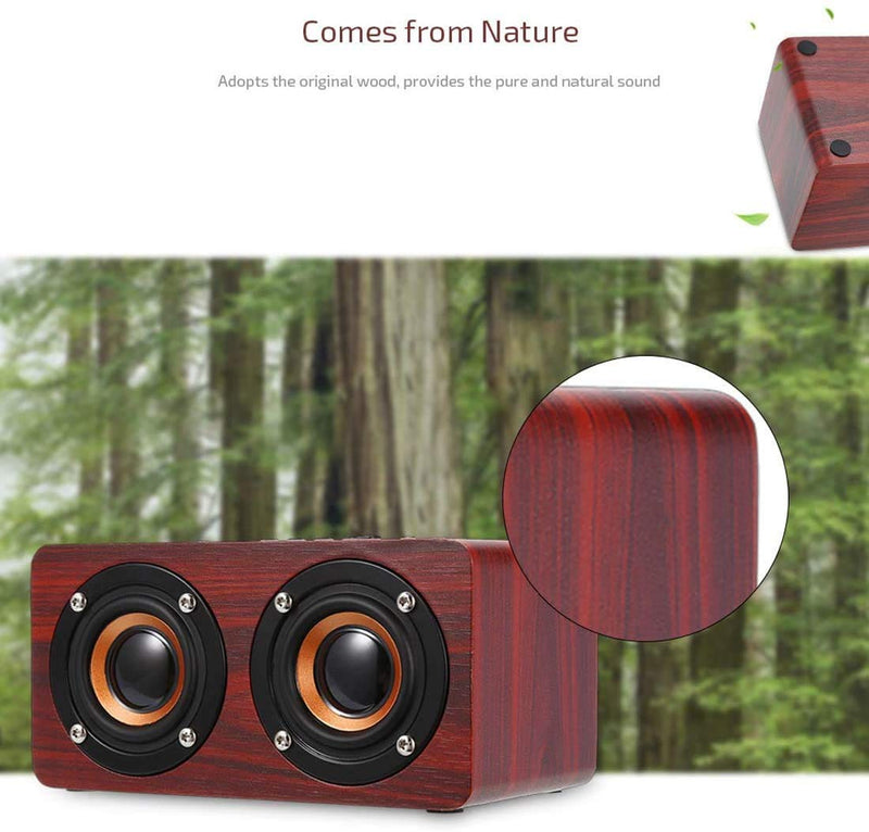 Voltstech Retro Wooden Bluetooth Speaker, Combination Wireless Dual Loudspeakers 3D Surround Speaker, [2020 Upgraded] Dual 5W Speakers with Superior Sound (Redwood) - LeoForward Australia