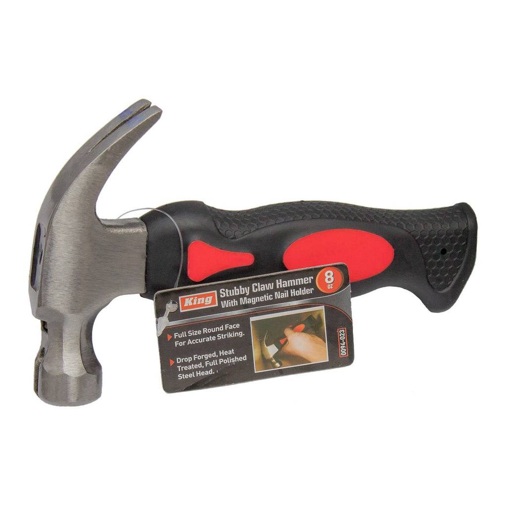  [AUSTRALIA] - KING 8 oz. Stubby Claw Hammer w/Fiberglass Handle and Magnetic Nail Holder 0094-0, Small Mini and Portable Hand Tool