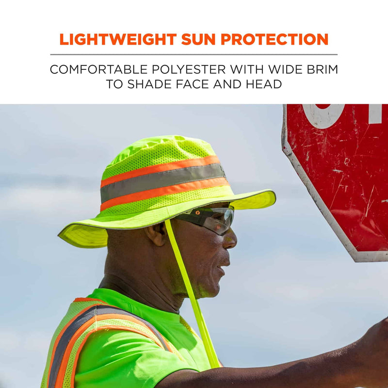  [AUSTRALIA] - Ergodyne GloWear 8935 High Visibility Reflective Ranger Sun Hat, Lime, Small/Medium Small-Medium