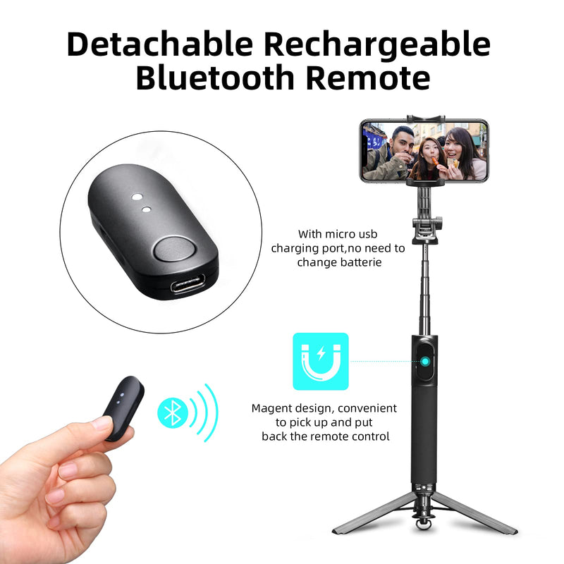  [AUSTRALIA] - AFAITH 44.5" Selfie Stick Tripod, 360° Rotary Aluminum Alloy Extendable Pole Stand Handle with Bluetooth Wireless Remote for iPhone 14/13/12/11 Pro/XS Max/XS/XR/X/8/7, Samsung, Smartphone, GoPro11