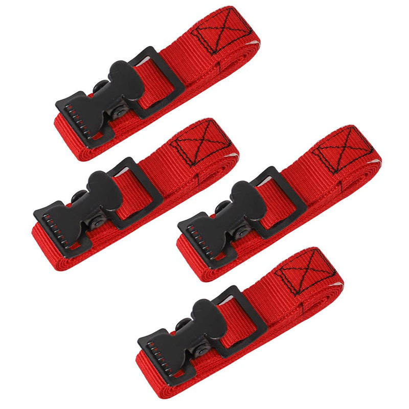  [AUSTRALIA] - XSTRAP STANDARD 4pk 1" x 5-1/2ft JUST Clip All-Purpose Lashing Strap, Alligator Thumb Buckle Cargo Secure Utility Webbing, Red