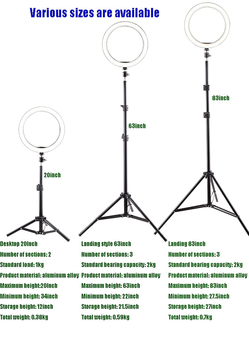  [AUSTRALIA] - Live Fill lighThe Mobile Phone Tripod can be Used for self Shooting, Live Broadcasting, Drama Chasing, Video Watching, Video Recording and Video Teaching Black (20Inch Tripod)