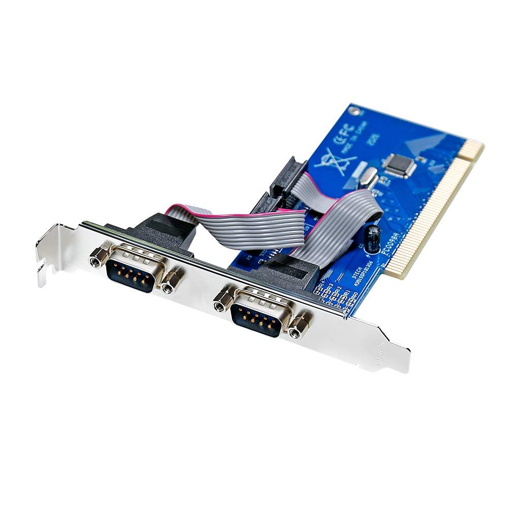  [AUSTRALIA] - DTECH 2 Port PCI Serial Card PCI to COM Port DB9 RS232 Expansion Adapter for Desktop Computer PC Windows 10 8 7 XP Vista with 16C550 UART