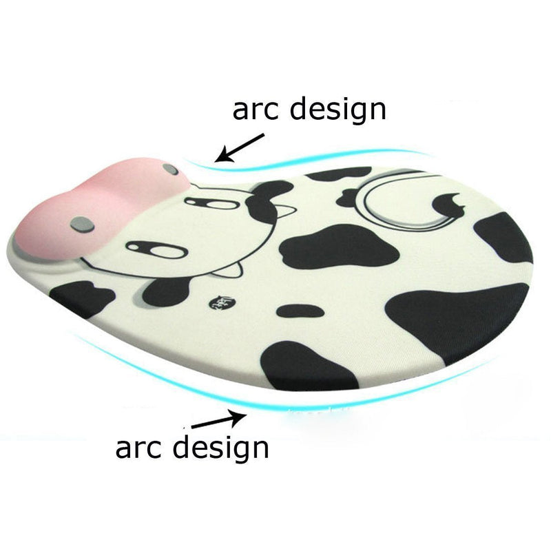  [AUSTRALIA] - Onwon Cartoon Wrist protected Personalized Computer Decoration Gel Wrist Rest Mouse Pad Ergonomic Design Memory Foam Mouse Pad Gel Mouse Pad/Wrist Rest(Cow Style)