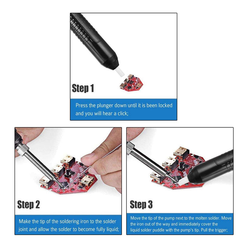  [AUSTRALIA] - uxcell Desoldering Pump 13.2 inches 33.5cm Manual Vacuum Solder Sucker Removal Hand Tool Plastic Black 2pcs