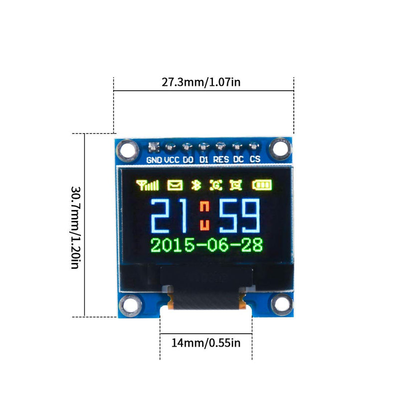  [AUSTRALIA] - UMLIFE 0.96" 7 Pin SPI 128x64 OLED Display Module, 6PCS 0.96 Inch SSD1306 LCD Display Module 12864 Characters DC3-5V for 51 STM32 for Arduino Blue & Yellow