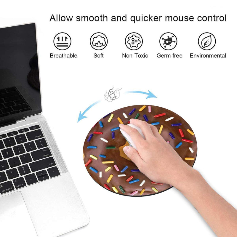  [AUSTRALIA] - ChaTham Round Mouse Pad with Coasters Set, Simulation Donuts Customized Foodie Mouse Pad, Non-Slip Rubber Base Round Mouse Pads for Laptop Compute Working Home Office Accessories Ct-mp-008