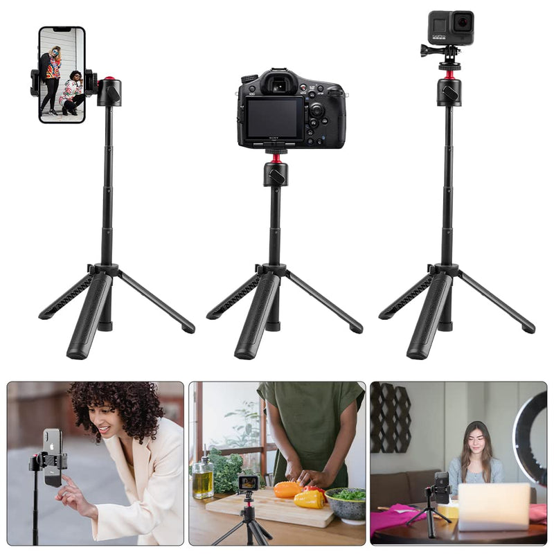  [AUSTRALIA] - Taisioner Medium Selfie Stick Desk Tripod Handle Grip Mount Three in One for GoPro AKASO DJI Action Camera and Smart Phone Vlog/POV Accessories