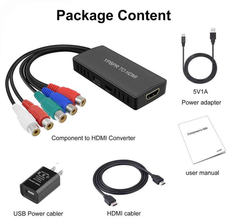  [AUSTRALIA] - Component to HDMI Converter YPbPr to HDMI Converter, 5RCA/RGB to HDMI Converter Supports 1080P/720 for DVD, VCD, PSP, PS2, Xbox 360, Nintendo NGC to New HDTV Monitor or Projecto. Component to HDMI Converter