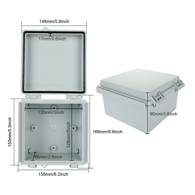  [AUSTRALIA] - Acrux7 2 Pack Waterproof Electrical Box 6x6x3.5 Inch Plastic Junction Box 150x150x90mm Weatherproof Electrical Junction Boxes with Cover IP67 Waterproof Electrical Box, ABS Electrical Junction Box