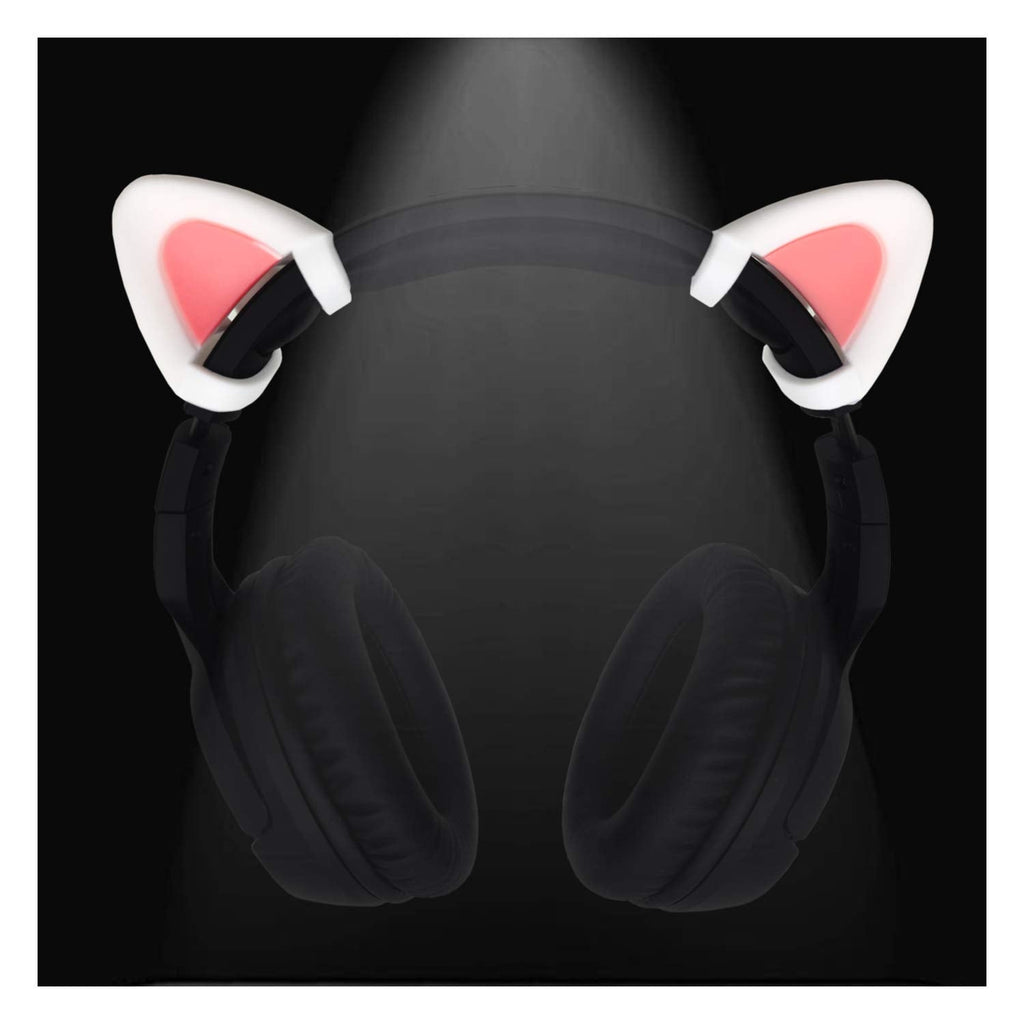  [AUSTRALIA] - Cute Pink Cat Ears Fits for HypreX Cloud/Cloud Stinger/Cloud Flight Headsets, Universal Fit Lovely Kitty Adjustable Attachment Straps for Video Live Gaming Headphone,White & Pink Pink& White