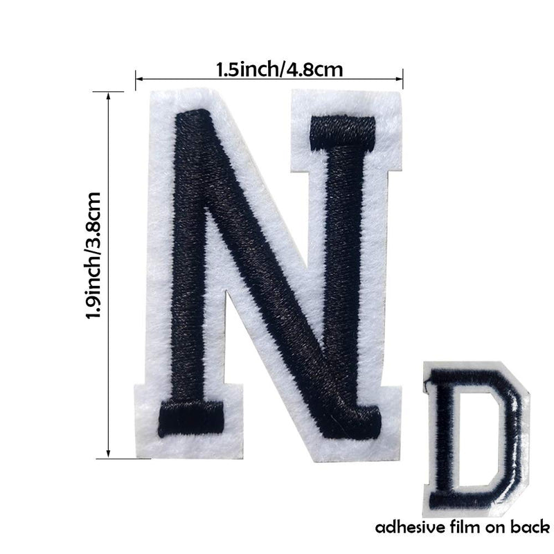 Iron on Letter Patches 52 Pieces,White Letter Patches Alphabet Embroidered Patch A-Z,for Hats Shirts Jeans Bags Black black52 - LeoForward Australia
