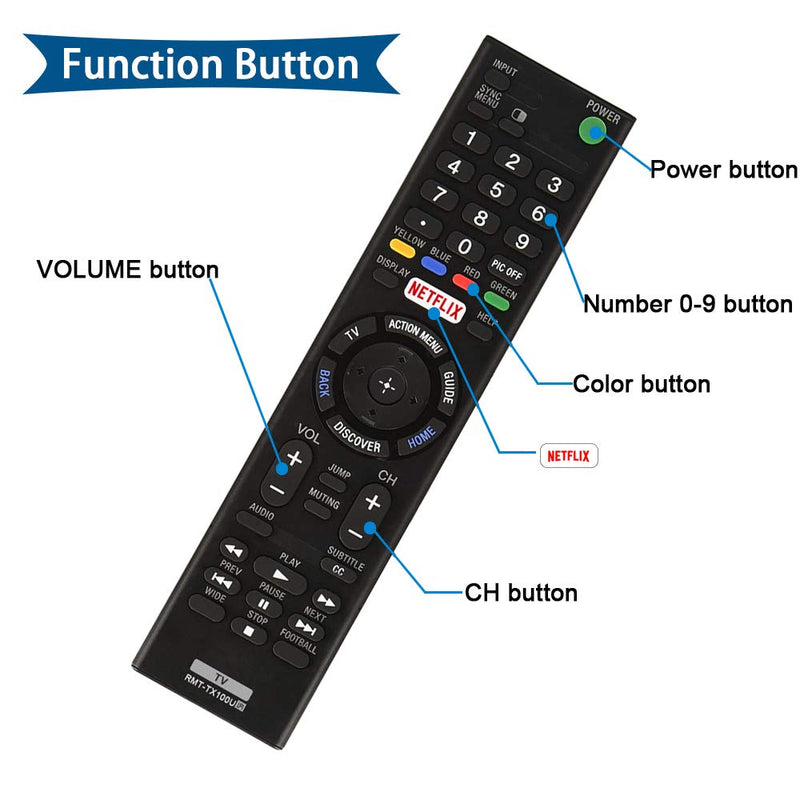 AZMKIMI RMT-TX100U Remote Compatible with Sony Bravia RMTTX100U TV Remote Control, if Applicable XBR75X850C XBR-55X855C KDL-50W800C KDL-50W800380 KDL-50W800BUN1 with Netflix - LeoForward Australia