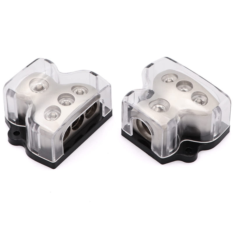  [AUSTRALIA] - 2PCS TuoLauthon 3 Way Power Distribution Block 1x 0 Gauge in / 3x 4 Gauge Out Amp Power Distribution Ground Distributor Connecting Block for Car Amplifier Audio Splitte 1in&3out