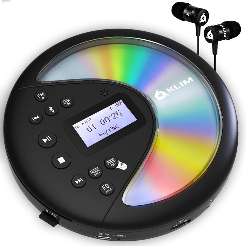  [AUSTRALIA] - KLIM Discover + Portable CD Player Walkman with Long-Lasting Battery + New 2023 + with Headphones + Radio FM + Compatible MP3 CD Player Portable + SD Card, FM Transmitter, Bluetooth + Ideal for Cars