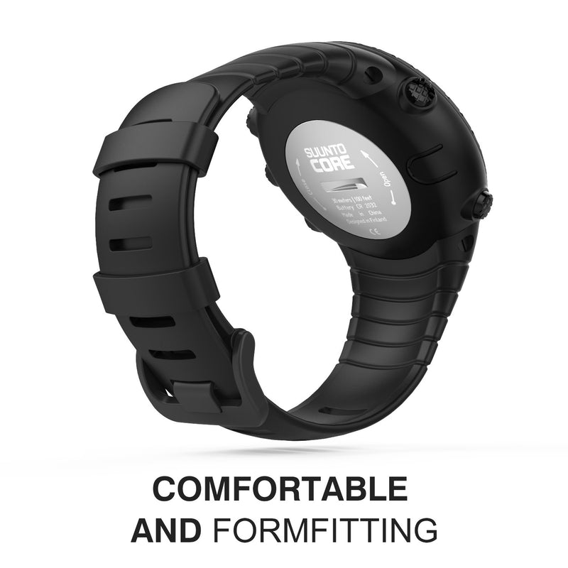 MoKo Watch Band Compatible with Suunto Core, Classic Replacement Soft Wrist Band Strap with Metal Clasp for Suunto Core Smart Watch, Fits 5.51"-9.06" (140mm-230mm) Wrist, All Black - LeoForward Australia