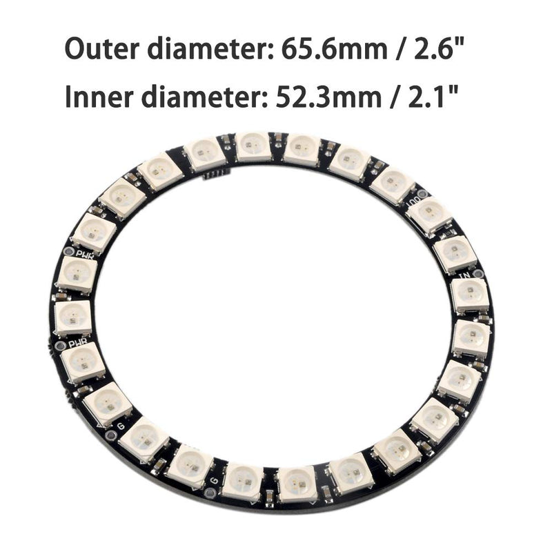  [AUSTRALIA] - DIYmall 24 Bits RGB LED Ring 24 X WS2812B WS2812 5050 Lamp Light with Integrated Drivers, Full Color Light Addressable Ring for Arduino Raspberry Pi ESP32 (Pack of 5pcs)