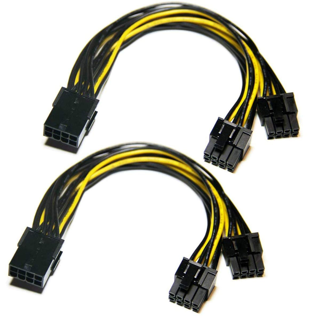  [AUSTRALIA] - CPU 8 Pin to Dual 8 Pin PCIe Adapter Power Cables, CPU 8 Pin Female to Dual PCIe 2X 8 Pin (6+2) Male Power Adapter Splitter Cable for Graphics Card (2Pack/21cm)