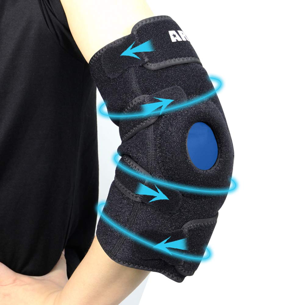  [AUSTRALIA] - ARRIS Elbow Ice Pack Wrap, Gel Pack with Elbow Support Wrap for Hot Cold Therapy, Reusable Wearable Ice Pack for Elbow Arm Pain Relief for Tendonitis, Arthritis, Tennis and Sports Injury Elbow Wrap + Gel Pack