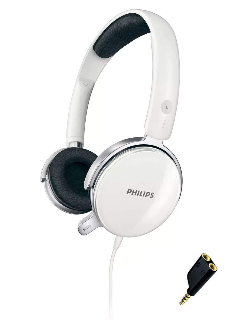  [AUSTRALIA] - Philips PC Headset Wired with Mic for Conference Calls, Zoom, Skype, Google Meet, in-line Mute and Volume Control 40mm Drivers with Extra Bass 3.5 mm w/ 2-1 Adapter, SHM7110U Over-head | Mini Boom Microphone