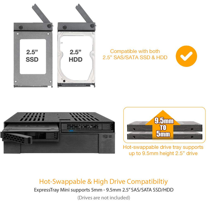 ICY DOCK Tool-Less 2 x 2.5 SAS/SATA HDD/SSD Mobile Rack +3.5" Slot for External 5.25" Bay - ExpressCage MB322SP-B 2 x 2.5" + 3.5" - LeoForward Australia