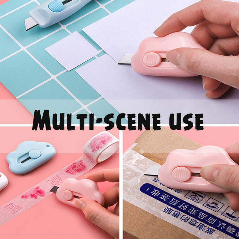  [AUSTRALIA] - 12PCS Cute Retractable Knife, Portable Utility Knife with Holes, Letter Openers Mini Box Cutter, Cloud Shape Stationery Knife