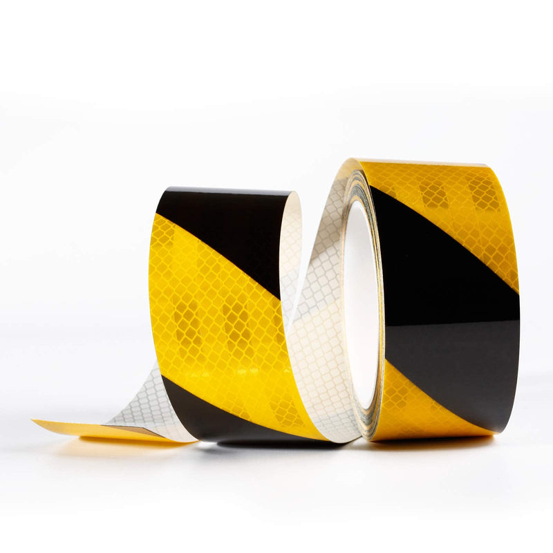  [AUSTRALIA] - LITAPE 2 Inch X 30 Feet Yellow Black Strip Retro Reflective Caution Tape, High Visibility Hazard Safety Warning Conspicuity Tape, Waterproof Reflector Marking Tape/Sticker for Trailer/Trucks 2" X 30FT