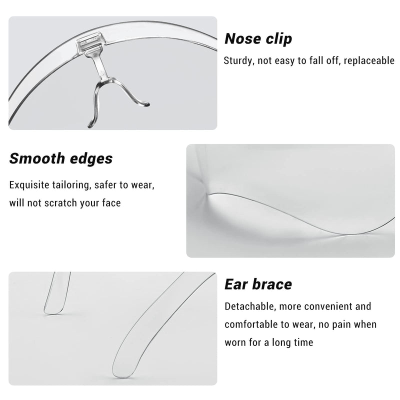  [AUSTRALIA] - Face Shield with Glasses 4 Pack, Anti-Fog Clear Face Mask Shield Ultra Clear Reusable Protective Plastic Face Shield Mask Droplet Splash Guard for Women Men Kids