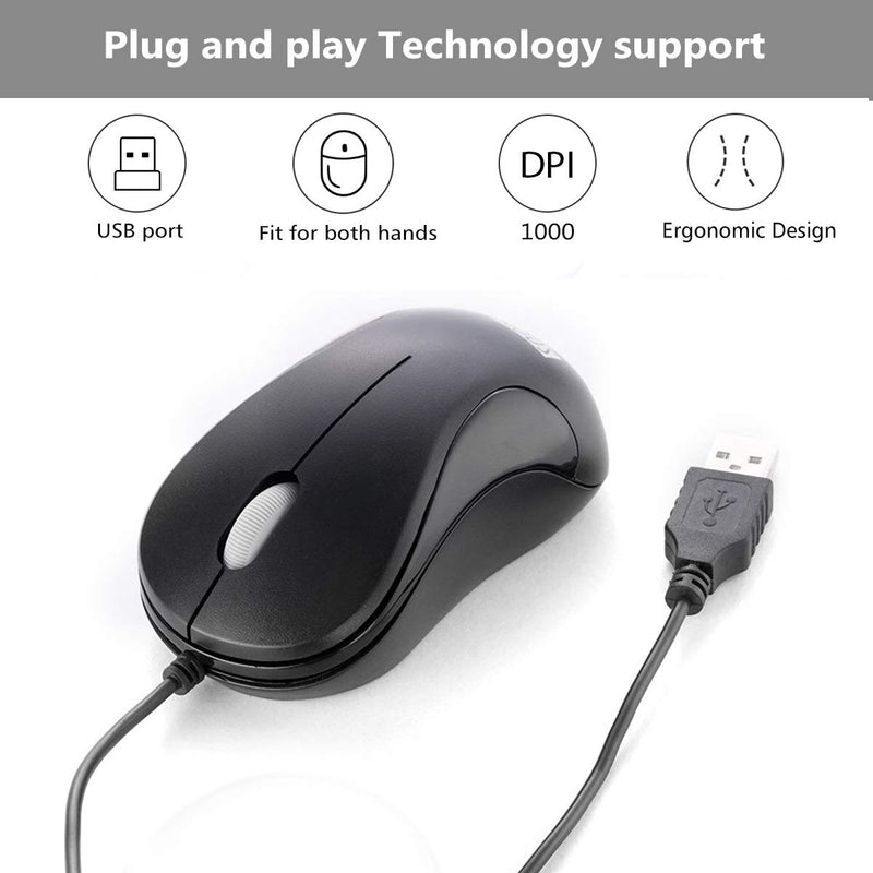 Computer Mouse 2 Pack Mini USB Mouse for Laptop Designed USB Optical Wired Mice for Office and Home use Compatible with Computer Laptop PC Desktop Windows 7/8/10/XP Vista and Mac Black Color by SOONGO BlackDouble - LeoForward Australia