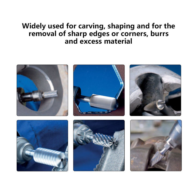 5pcs Rotary Burr File Set Rotary Carving Tool Accessories Rotary Point Burrs for Aluminum Iron Metal - LeoForward Australia