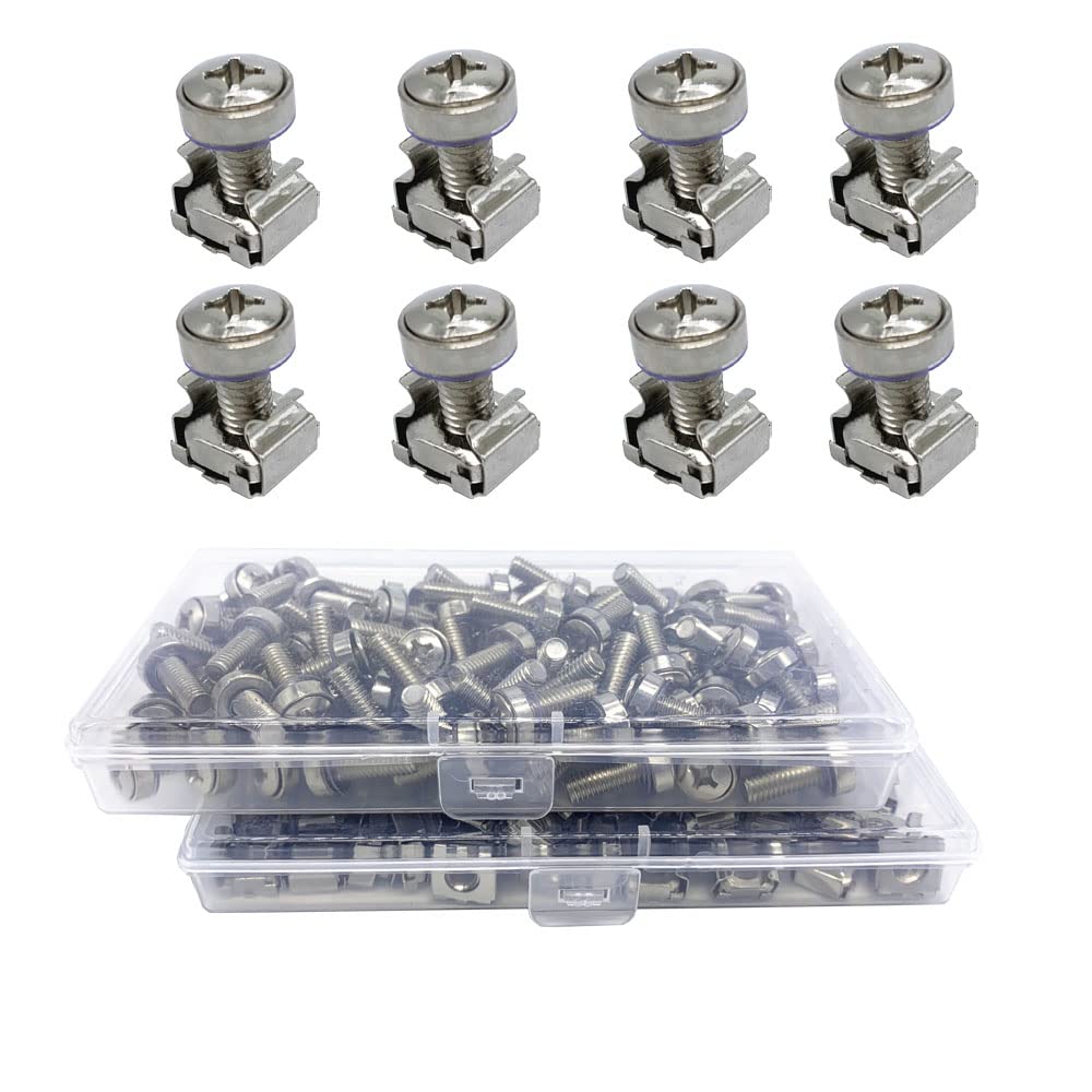  [AUSTRALIA] - ANSTER 40 Sets M6 Cage Nuts and Screws Set, Square Hole Hardware Cage Nuts & Mounting Screws Washers for Server Rack and Cabinet (M6 X 20mm)(Screw+Washer+cage nut) 40 set